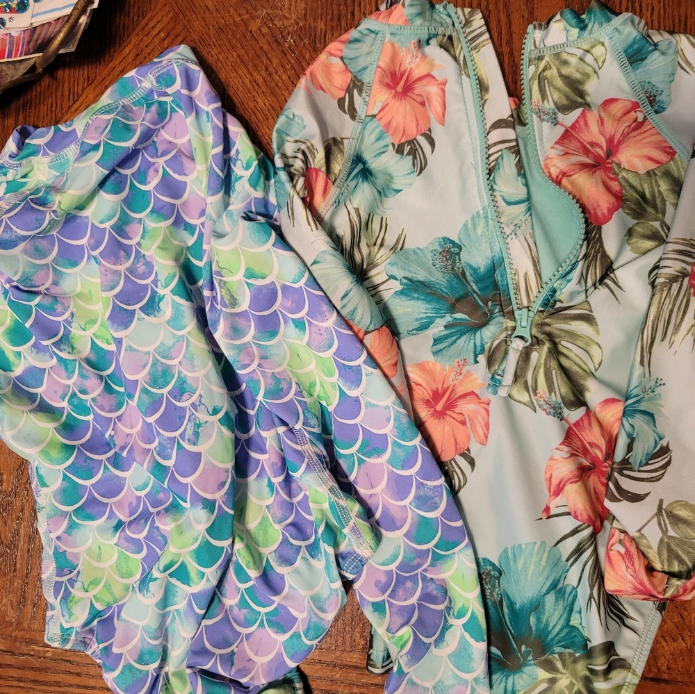 Lot of 2 Girls long sleeve bathing suits